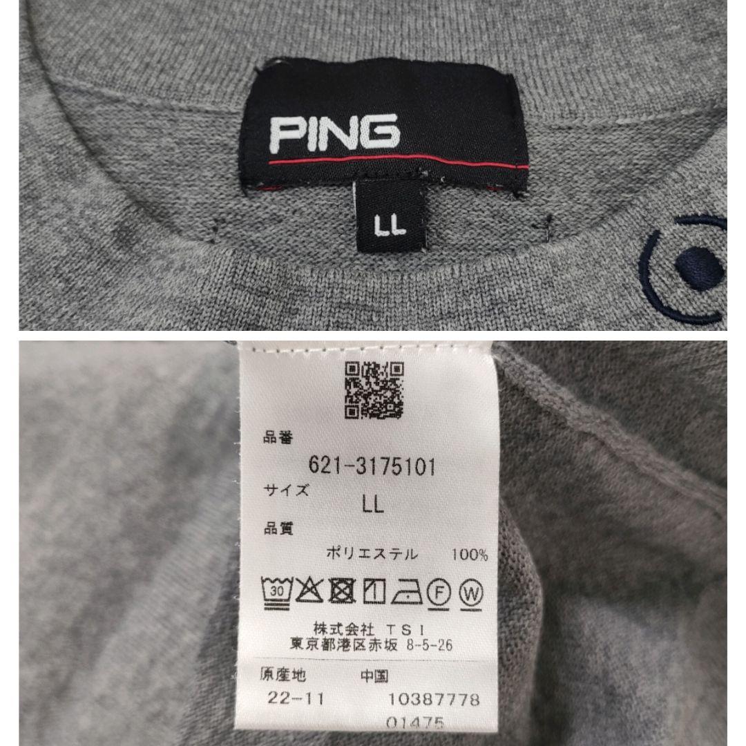 【極美品】PING　ゴルフ　半袖ニットシャツ　Mr.PING柄　ストレッチ　LL