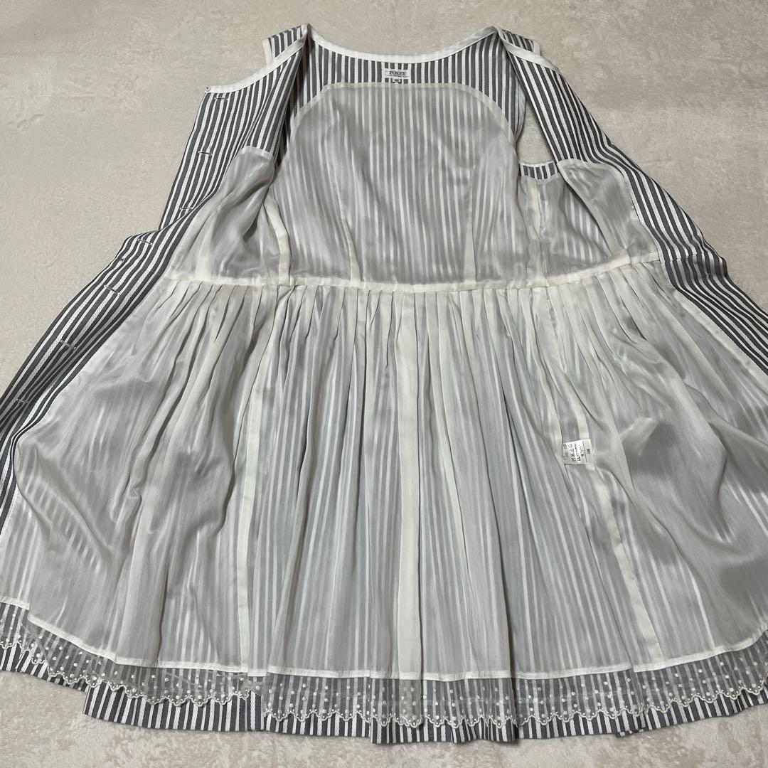 FOXEY フォクシー ノースリーブワンピース リボン くるみボタン 42 L
