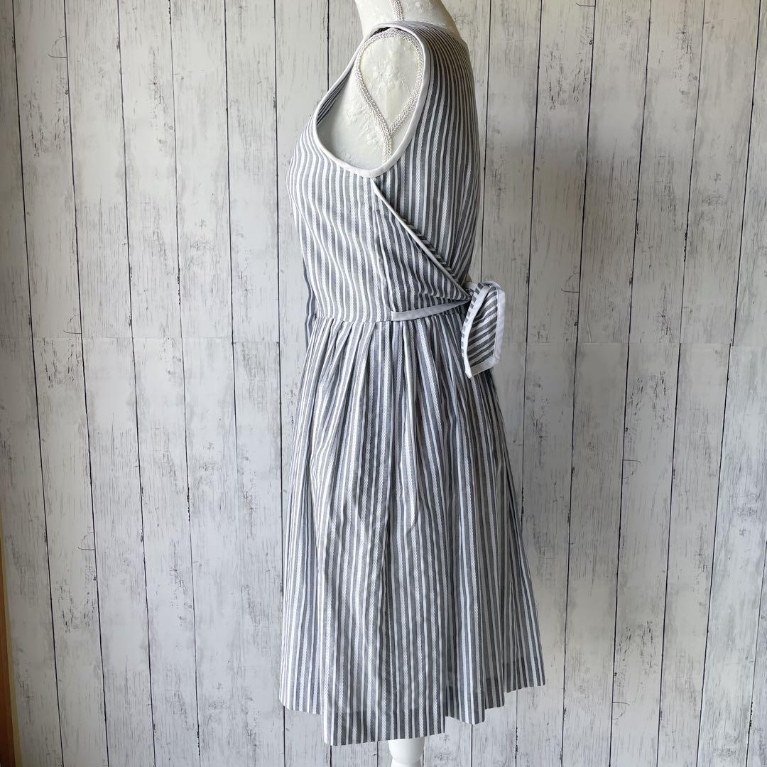 FOXEY フォクシー ノースリーブワンピース リボン くるみボタン 42 L