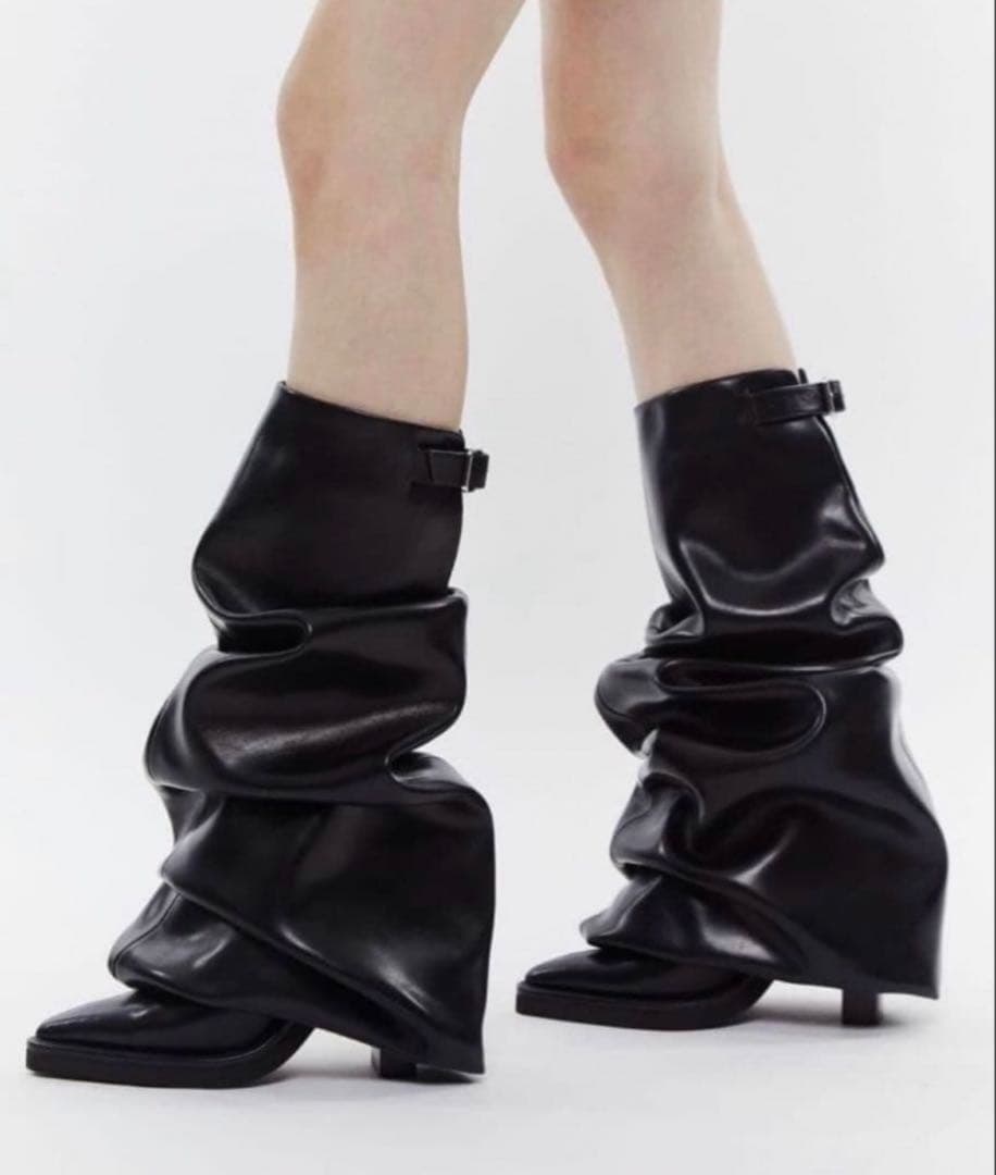 靴 poolde Melted Boots Black