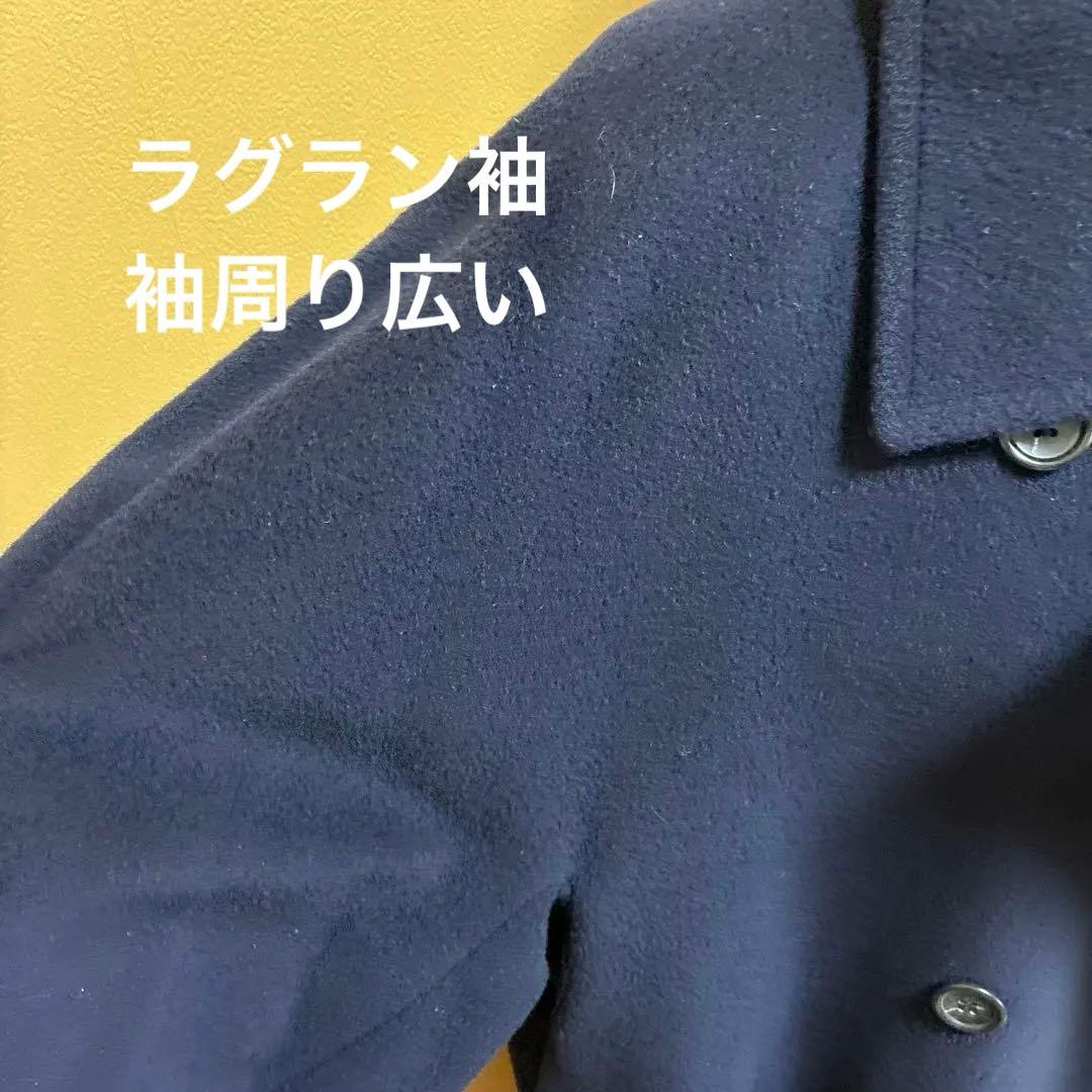 MaxMara ネイビー ダブルブレスト ロングコート着丈102cm 毛100%