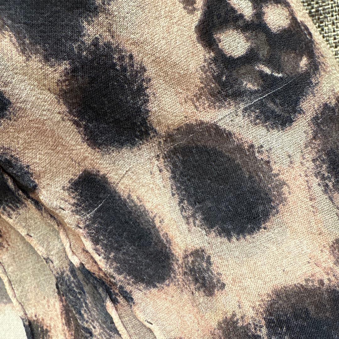 ALEXANDER McQUEEN シルク大判ストール　スカル　豹柄　レオパード