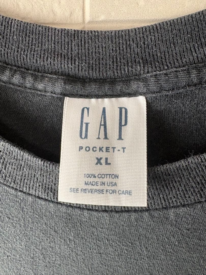 90s USA製ヴィンテージ　OLD GAP 無地ポケット付きTシャツ　黒色XL