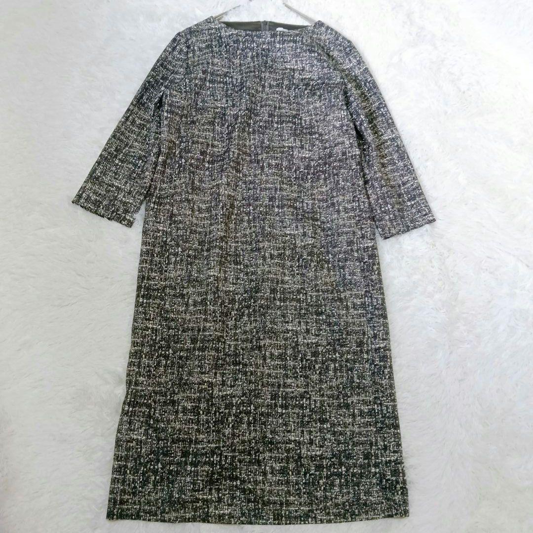 自由区 美品 ツイード ロングワンピース 38 Mサイズ 入学式 フォーマル