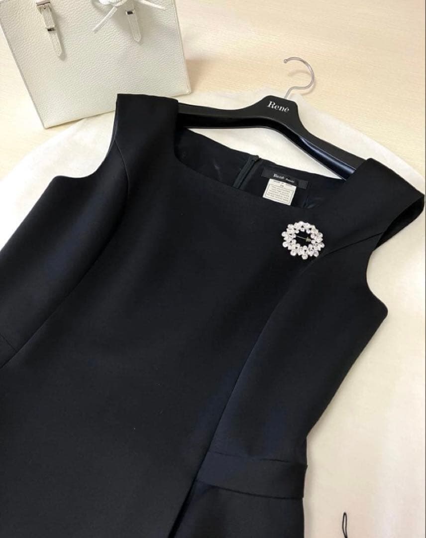 Rene♡ルネ♡ブラックフレアワンピース♡38♡卒業式入学式（36の方にも）