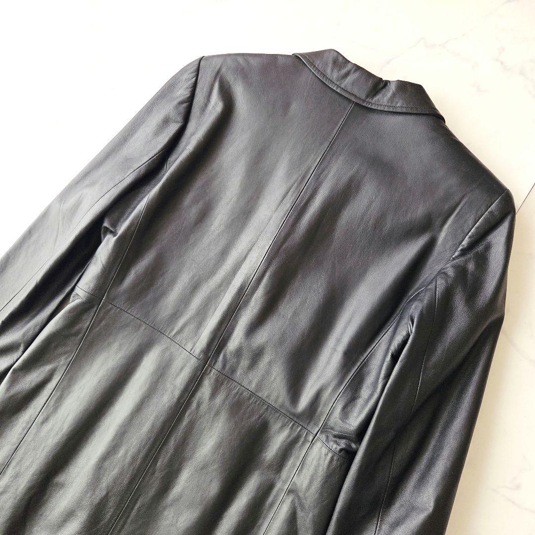 美品✨️ 北川製 BALMAIN バルマン ラムレザー ロングコート 黒 9号