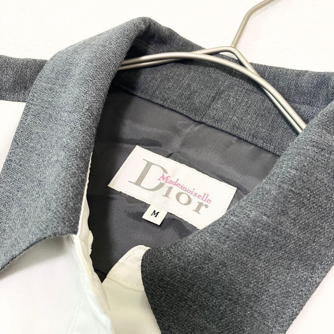 Christian Dior ワンピース ウール100 グレー バイカラー M