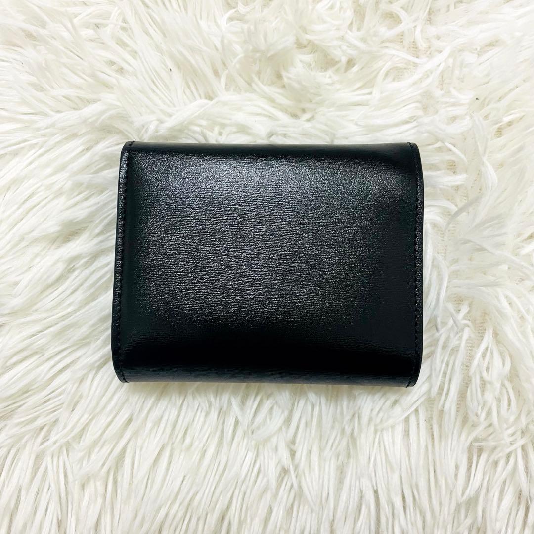 極美✨付属完備✨セリーヌ 三つ折り財布 トリオンフ レザー ブラック シルバー