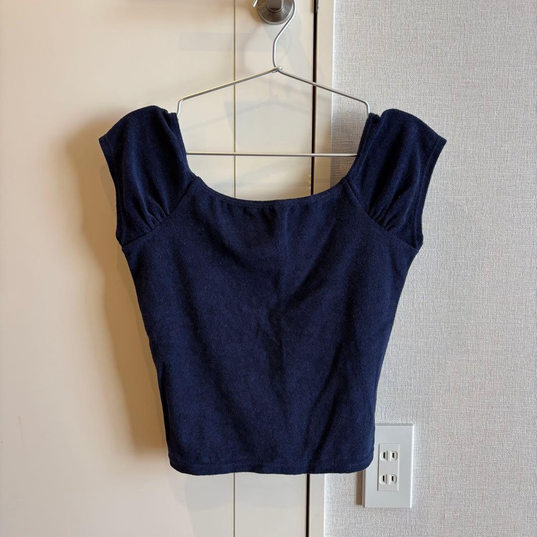 トップス draw drawers LEOTARD PILE T-SHIRTS/ navy