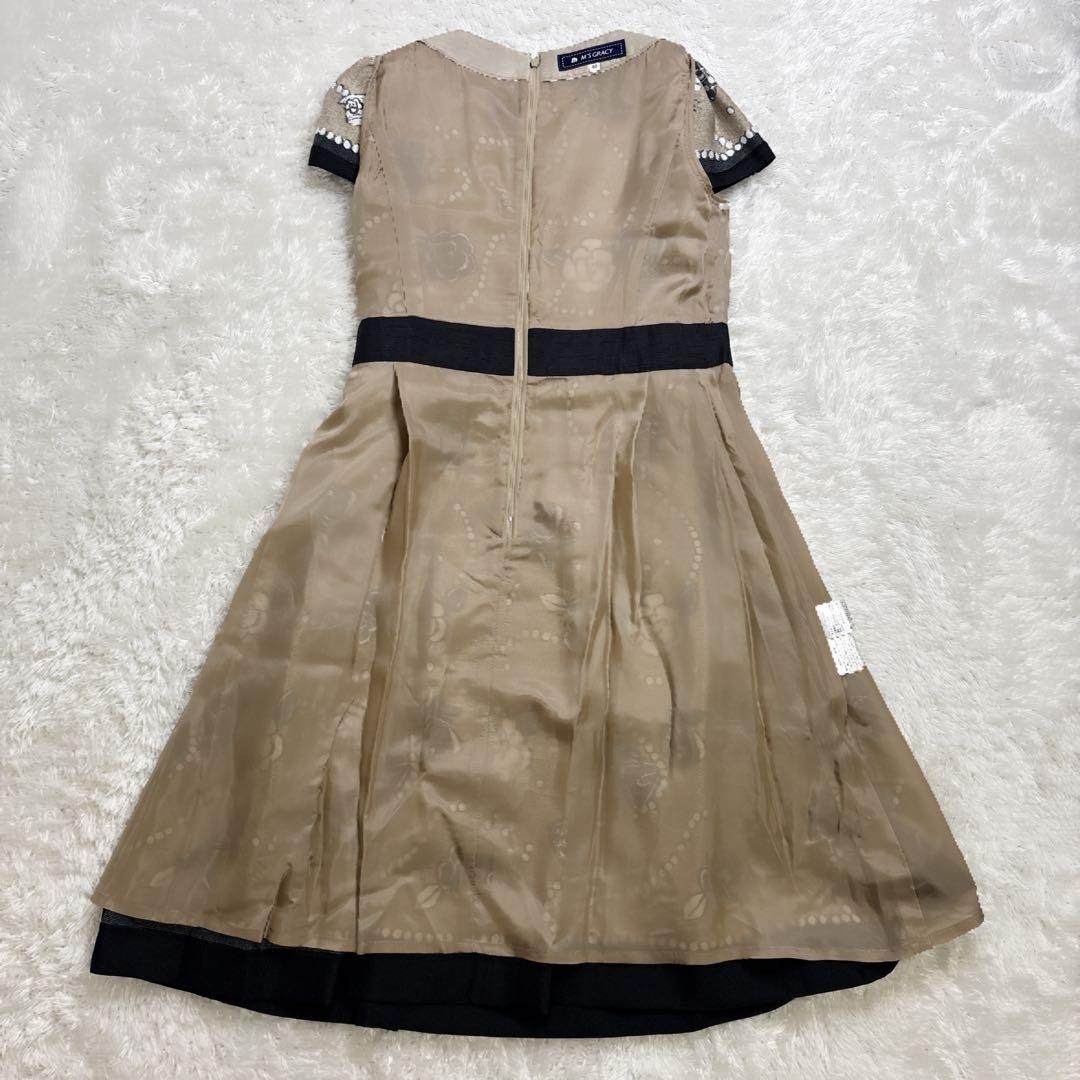 ✨M'S GRACY✨ ワンピース 40 花柄 リボン フレア 半袖 上品