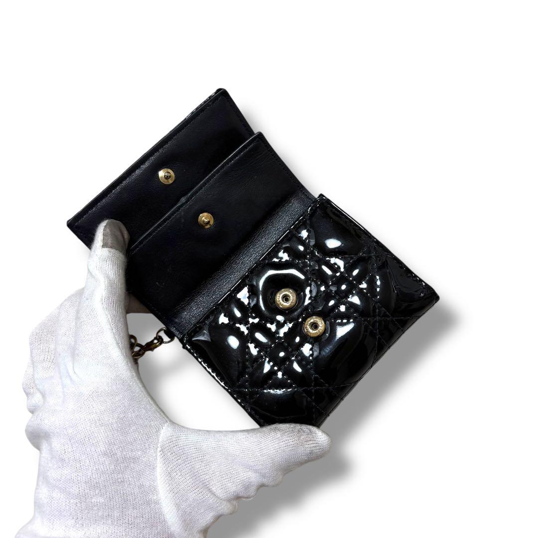 Christian Dior ロータスウォレット 三つ折り財布 エナメル