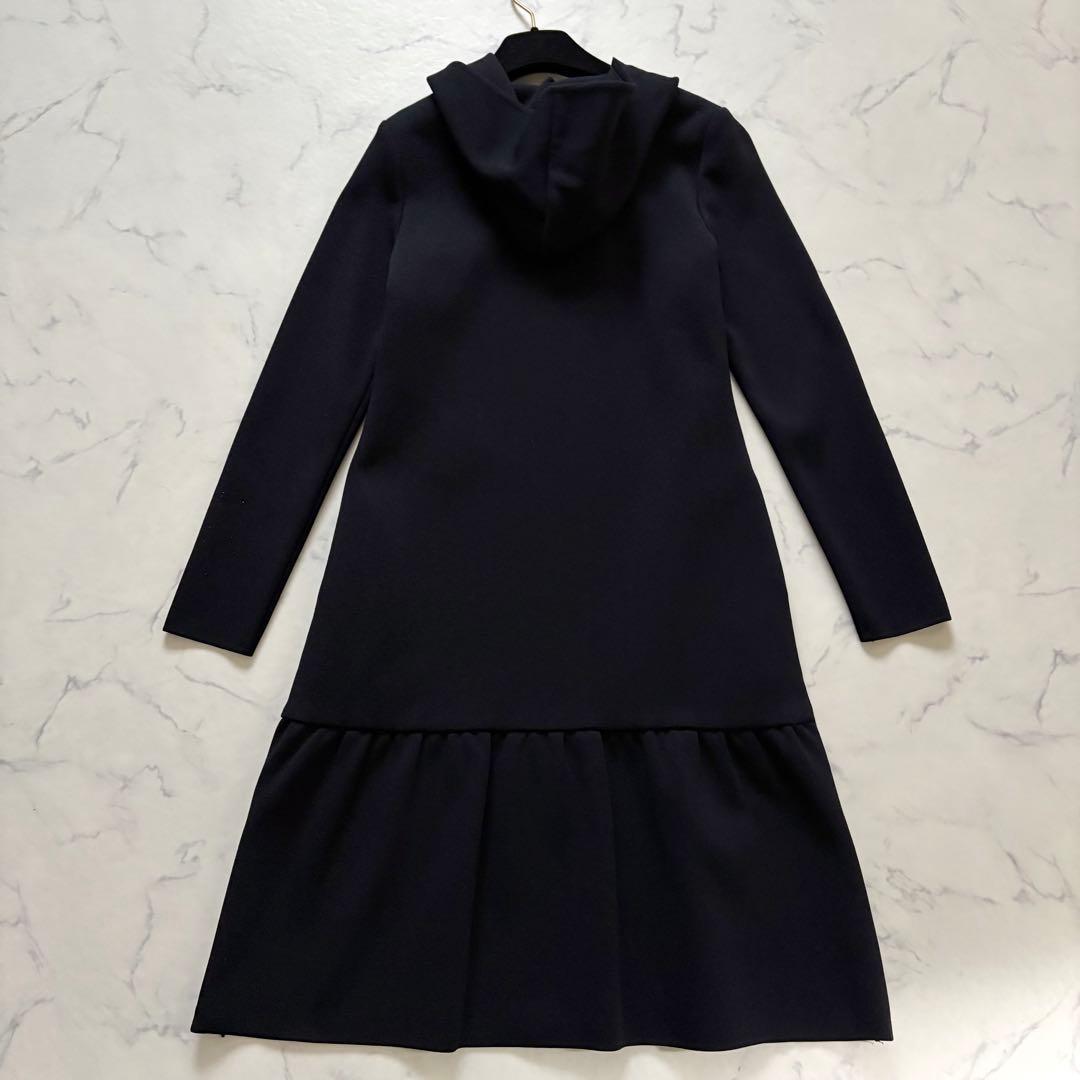 Rene フーディロングワンピース パールジップ フレア ネイビー 34 日本製