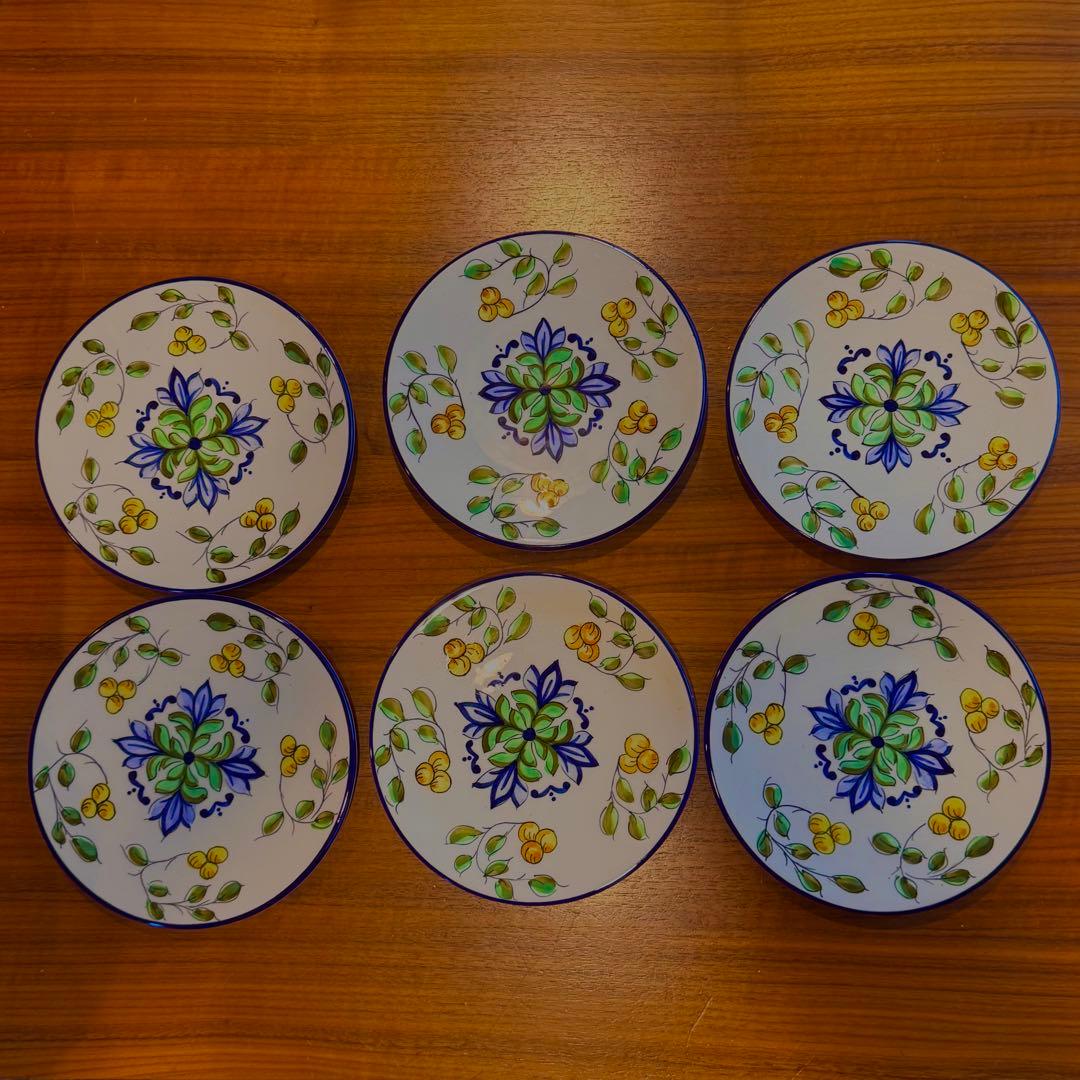 スペイン製★輸入食器★花柄ケーキ皿 ★6枚セット★直径20.7cm★イトキン