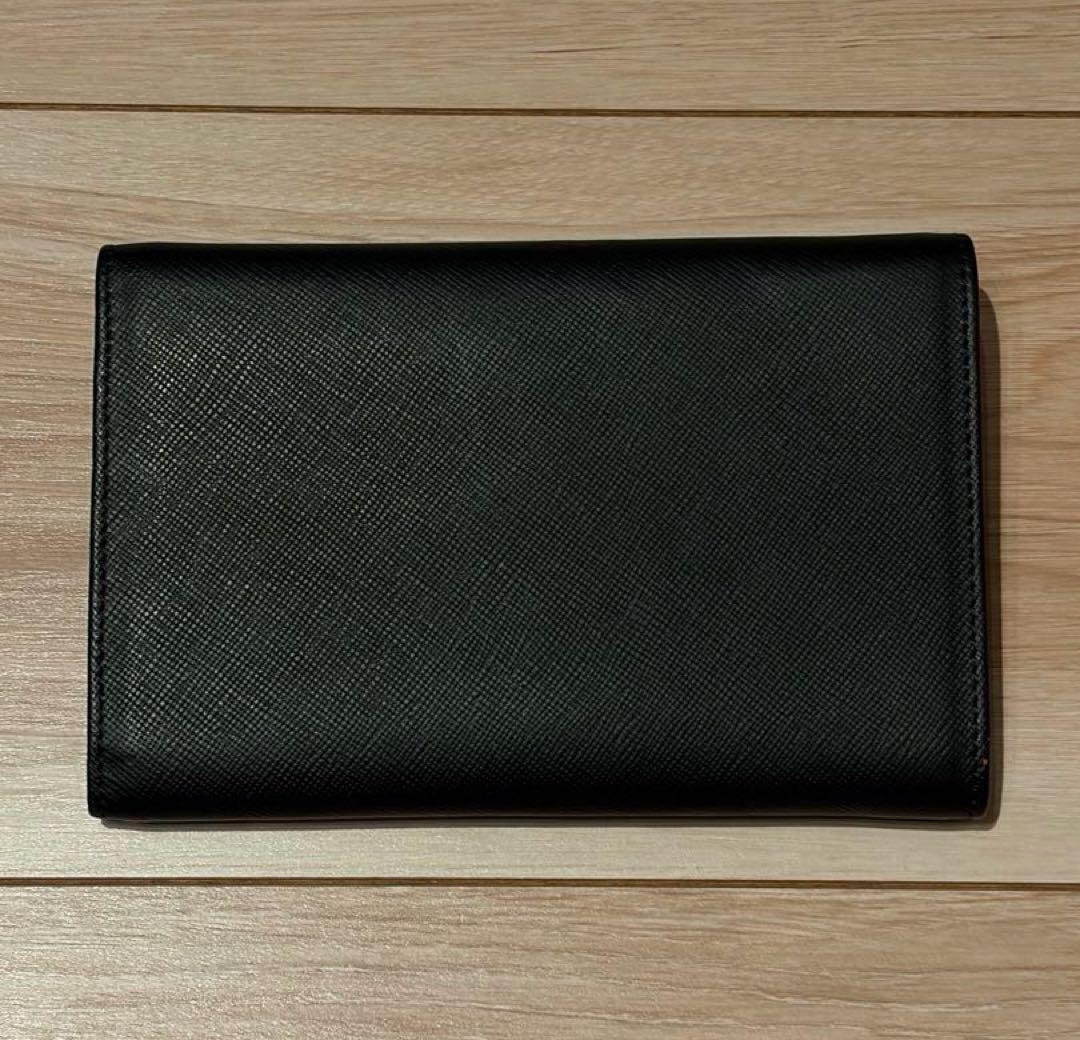 【美品】PRADA サフィアーノ レザー 三つ折り財布 プラダ ブラック