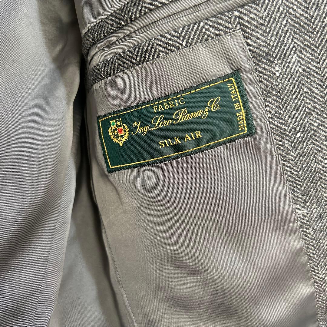 ビームスエフ LORO PIANA グレーヘリンボーン ジャケット