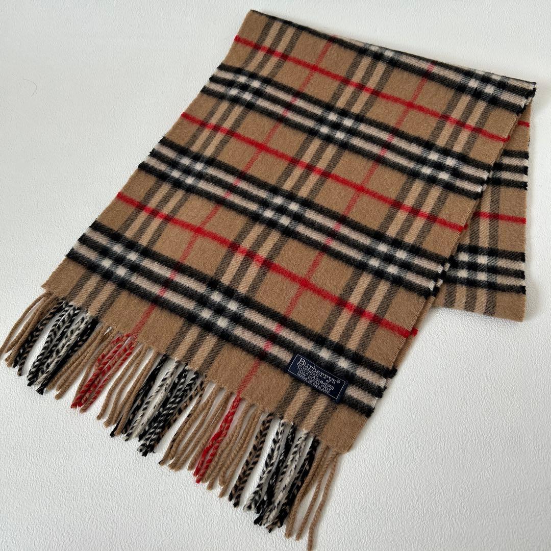 美品✨Burberrys バーバリー カシミヤ マフラー　ノバチェック　キャメル